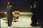 Actors (L-R) George Morfogen & Charles Berendt in a scene fr. the Chelsea Theater Center's production of the play "Biography: A Game." (New York)