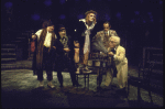 Actors (L-R) , Benjamin Rayson, John A. Coe, Raymond J. Barry, Christopher Lloyd & Robert Weil in a scene fr. the Broadway production of the Chelsea Theater Center's production of the musical "Happy End." (New York)