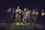 Actors (L-R) Benjamin Rayson, Tony Azito, Christopher Lloyd, Grayson Hall, Donna Emmanuel, Robert Weil, Raymond J. Barry & John A. Coe in a scene fr. the Broadway production of the Chelsea Theater Center's production of the musical "Happy End." (New York)