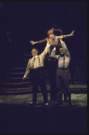 Actors (L-R) Benjamin Rayson & Raymond J. Barry carrying actress Grayson Hall in a scene fr. the Broadway production of the Chelsea Theater Center's production of the musical "Happy End." (New York)