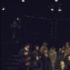 Actors (front L-R) Tony Azito & Christopher Lloyd w. cast in a scene fr. the Off-Broadway production of the Chelsea Theater Center's production of the musical "Happy End." (New York)