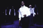 Actors (fr., C) ) Andre Braugher w. cast members in a scene from the New York Shakespeare Festival production of the play "Richard II." (New York)