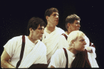 Actors (clockwise fr. top) Edward Herrmann, Martin Sheen, John McMartin & Al Pacino in a scene fr. the New York Shakespeare Festival production of the play "Julius Caesar." (New York)