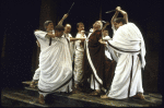 Actor John McMartin (C) w. cast members in a scene fr. the New York Shakespeare Festival production of the play "Julius Caesar." (New York)