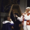 Actors (L-R) Graham Beckel, Paul Guilfoyle (in coffin), John Vickery, Anne Twomey & Jayne Haynes in a scene fr. the Off-Broadway play "The Vampires." (New York)
