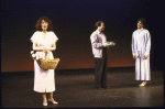 Actors (L-R) Cass Morgan, William Parry & Mandy Patinkin in a scene fr. the New York Shakespeare Festival production of the musical "The Knife." (New York)