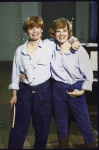 Actresses (L-R) Bonnie Franklin & Cady McClain in a publicity shot for John Drew Theatre production of musical "Happy Birthday...And Other Humiliations." (New York)