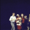 Actors (front, L_R) James Naughton, Joanna Gleason, Ilene Graff and Lenny Baker being accompanied by musicians (back, L-R) Michael Mark, Joseph Saulter, John Miller and Ken Bichel in a scene from the Broadway musical "I Love My Wife." (New York)