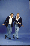 Actor brothers (L-R) Dick and Tommy Smothers in a publicity shot for the replacement cast of the Broadway musical "I Love My Wife." (New York)