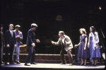 Actors (2L, 4L-R) James Hayden, Alan Feinstein, Tony Lo Bianco, Rose Gregorio & Saundra Santiago w. cast members in a scene fr. the Broadway production of the play "A View From The Bridge." (New York)