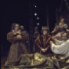 Actors (fr., L-R) Glenn Close, Michael John, Tom Aldredge & Nicol Williamson w. (back, on throne) Penny Fuller in a scene fr. the Broadway musical "Rex." (New York)