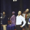 Actors (front, L-R) Reyno, Avery Brooks, Ellis Williams and Larry Marshall with cast members in a scene from the New York Shakespeare Festival production of the play "spell #7." (New York)
