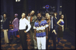 Actors (front, L-R) Reyno, Avery Brooks, Ellis Williams and Larry Marshall with cast members in a scene from the New York Shakespeare Festival production of the play "spell #7." (New York)