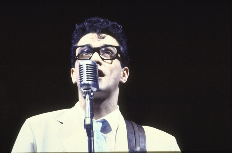 Actor Paul Hipp as Buddy Holly in a scene fr. the Broadway musical "Buddy." (New York)