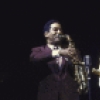 Actor Paul Hipp (R) as Buddy Holly w. cast member in a scene fr. the Broadway musical "Buddy." (New York)