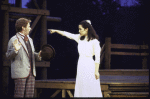 Actors Brian Coats and Millie Chow in a scene from the New York Shakespeare Festival production of the play "The Merry Wives of Windsor" at the Delacorte Theatre in Central Park (New York)