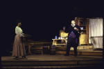 Actors (L-R) Tonya Pinkins and Brian Murray in a scene from the New York Shakespeare Festival production of the play "The Merry Wives of Windsor" at the Delacorte Theatre in Central Park (New York)