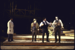 Actors George Hall (2L) and Rocco Sisto (R) with cast members in a scene from the New York Shakespeare Festival production of the play "The Merry Wives of Windsor" at the Delacorte Theatre in Central Park (New York)