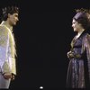 Actors Kevin Kline & Mary Elizabeth Mastrantonio in a scene fr. the New York Shakespeare Festival production of the play "Henry V" at the Delacorte Theatre in Central Park. (New York)