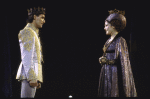 Actors Kevin Kline & Mary Elizabeth Mastrantonio in a scene fr. the New York Shakespeare Festival production of the play "Henry V" at the Delacorte Theatre in Central Park. (New York)