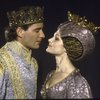 Actors Kevin Kline & Mary Elizabeth Mastrantonio in a scene fr. the New York Shakespeare Festival production of the play "Henry V" at the Delacorte Theatre in Central Park. (New York)