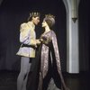Actors Kevin Kline & Mary Elizabeth Mastrantonio in a scene fr. the New York Shakespeare Festival production of the play "Henry V" at the Delacorte Theatre in Central Park. (New York)