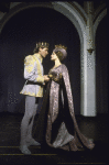 Actors Kevin Kline & Mary Elizabeth Mastrantonio in a scene fr. the New York Shakespeare Festival production of the play "Henry V" at the Delacorte Theatre in Central Park. (New York)