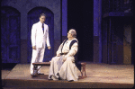 Actors (L-R) Kevin Kline & John MacKay in a scene fr. the New York Shakespeare Festival production of the play "Measure For Measure" at the Delacorte Theatre in Central Park. (New York)