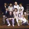 Director Mike Nichols (top L) and playwright David Rabe (top 3L) w. cast in company shot of Broadway play "Hurlyburly." (New York)