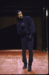 Actor Denzel Washington in a scene from the New York Shakespeare Festival production of the play "Richard III" at the Delacorte Theatre in Central Park (New York)