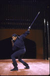 Actor Denzel Washington in a scene from the New York Shakespeare Festival production of the play "Richard III" at the Delacorte Theatre in Central Park (New York)