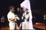 (L-R) Director Robin Phillips with actors Denzel Washington and Sharon Washington in a publicity shot for the New York Shakespeare Festival production of the play "Richard III" at the Delacorte Theatre in Central Park (New York)