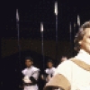 Actors (L-R) Reese Madigan and Denzel Washington in a scene from the New York Shakespeare Festival production of the play "Richard III" at the Delacorte Theatre in Central Park (New York)