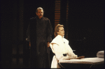 Actors (L-R) Ben Hammer and Reese Madigan in a scene from the New York Shakespeare Festival production of the play "Richard III" at the Delacorte Theatre in Central Park (New York)