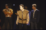 Actors (L-2L) Jeffrey Nordling and Daniel Davis with cast members in a scene from the New York Shakespeare Festival production of the play "Richard III" at the Delacorte Theatre in Central Park (New York)
