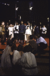 Cast in a scene from the New York Shakespeare Festival production of the play "Richard III" at the Delacorte Theatre in Central Park (New York)