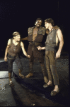 Actors (L-R) Steve Pickering, Keith David and Don Harvey in a scene from the New York Shakespeare Festival production of the play "Titus Andronicus" at the Delacorte Theatre in Central Park. (New York)