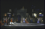 Cast in a scene from the New York Shakespeare Festival production of the play "King John" at the Delacorte Theatre in Central Park (New York)