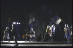 Cast in a scene from the New York Shakespeare Festival production of the play "King John" at the Delacorte Theatre in Central Park (New York)