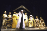 Actor Jack Gilford (C) with cast members in a scene from the Broadway play "The World of Sholom Aleichem." (New York)