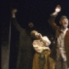 Actors (L-R) Harris Laskawy, Renee Lippin, Jack Gilford, Mark Margolis, David Lang, Sally-Jane Heit and Mitchell Jason in a scene from the Broadway play "The World of Sholom Aleichem." (New York)