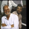 Director Harold Prince (L) & composer/ lyricist Stephen Sondheim (R) during first day of rehearsals for the Broadway musical "Merrily We Roll Along." (New York)
