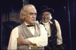 Actors (L-R) Patrick Magee and Will Geer in a scene from the Broadway play "Scratch." (New York)