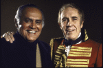 Director Jose Quintero (L) and actor Jason Robards (R) in a publicity shot for the Broadway production of the play "A Touch of the Poet" (New York)