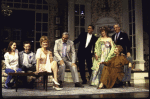 Actors (L-R) Amy Ryan, Brian F. O'Byrne, Linda Lavin, Hal Linden, Tom Hewitt, Joanne Camp, Rex Robbins and Michael Learned in a company shot from the replacement cast of the Broadway production of the play "The Sisters Rosensweig" (New York)