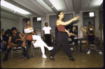Actor Gregory Hines (C) w. cast members in a rehearsal shot fr. the Broadway musical "Jelly's Last Jam." (New York)
