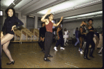 Actor Gregory Hines (C) w. cast members in a rehearsal shot fr. the Broadway musical "Jelly's Last Jam." (New York)