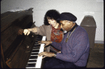 Lyricist Susan Birkenhead & composer Luther Henderson in a rehearsal shot fr. the Broadway musical "Jelly's Last Jam." (New York)