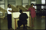 Actors (L-R)  Tonya Pinkins, Gregory Hines & Stanley Wayne Mathis in a rehearsal shot fr. the Broadway musical "Jelly's Last Jam." (New York)