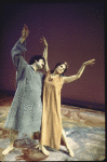 Actors Avery Schreiber and Valerie Harper in a scene from the Broadway entertainment "Ovid's Metamorphoses" (New York)